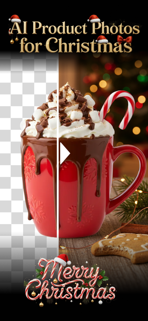 AI Art Generator & Logo - Hexa - AI-powered Christmas product photography with a festive holiday background