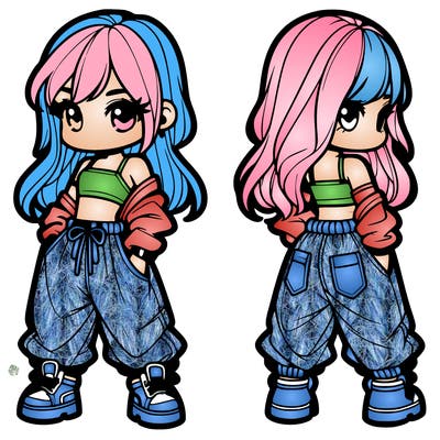 girl in crop top and baggy pants