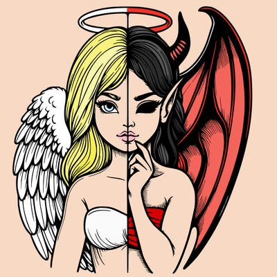 realistic angel half demon