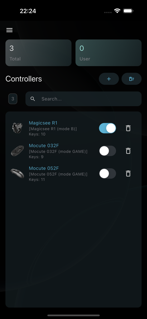 Interface for managing hardware controllers and throttles in the DCC-EX Cab app