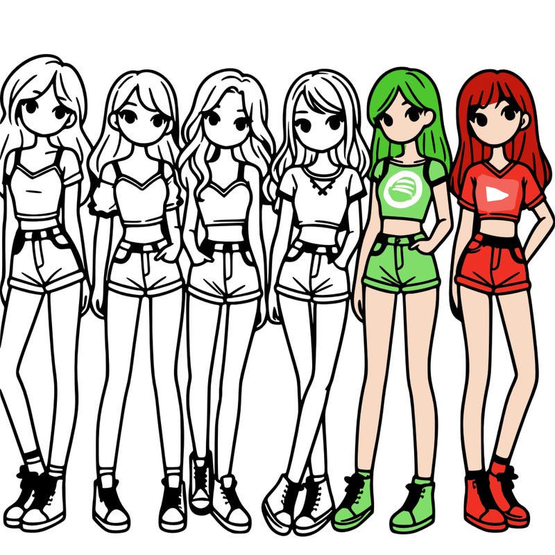 a group of girls wearing crop tops and shorts