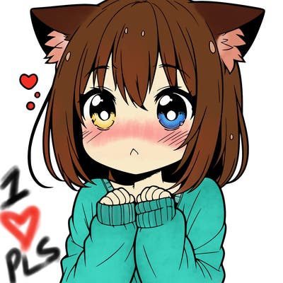 shy anime catgirl