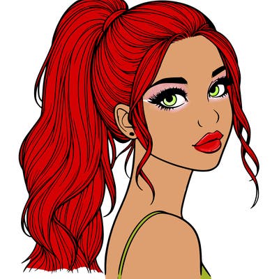 realistic pretty girl with high pony tail