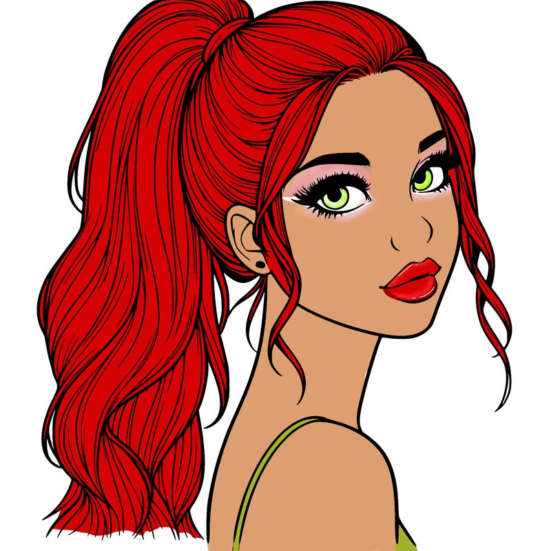 realistic pretty girl with high pony tail