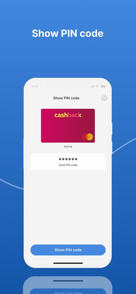 Swisscard app interface for displaying a credit card PIN code securely