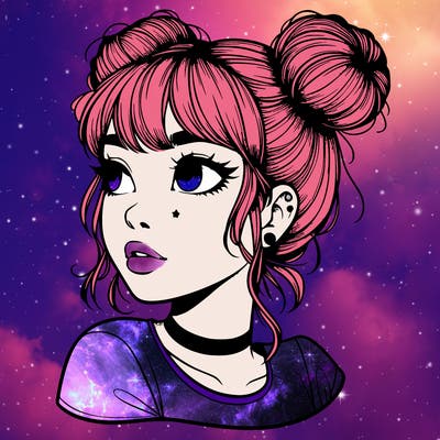 realistic girl with spacebuns