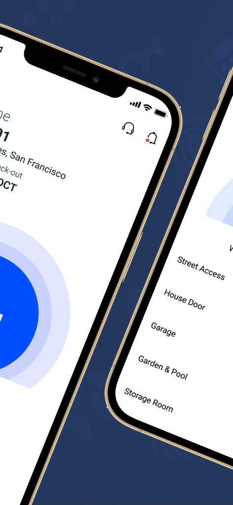 YourKey Plus - YourKey Plus mobile app interface showing digital access options for house door and garage on an iPhone