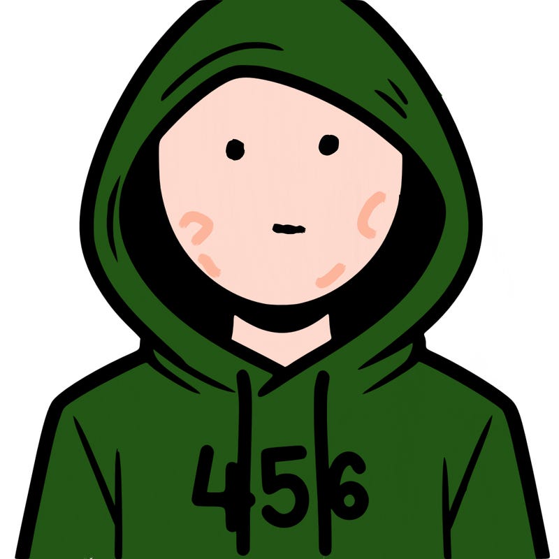 a person with non face waering a hoodie with a 456 symbol