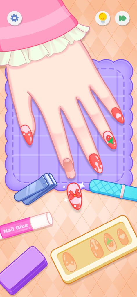 SatisPuzzle: Perfect Tidy - Mini jogo de salão de unhas com arte de unhas temática de morango e ferramentas de manicure