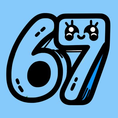the numbers 67