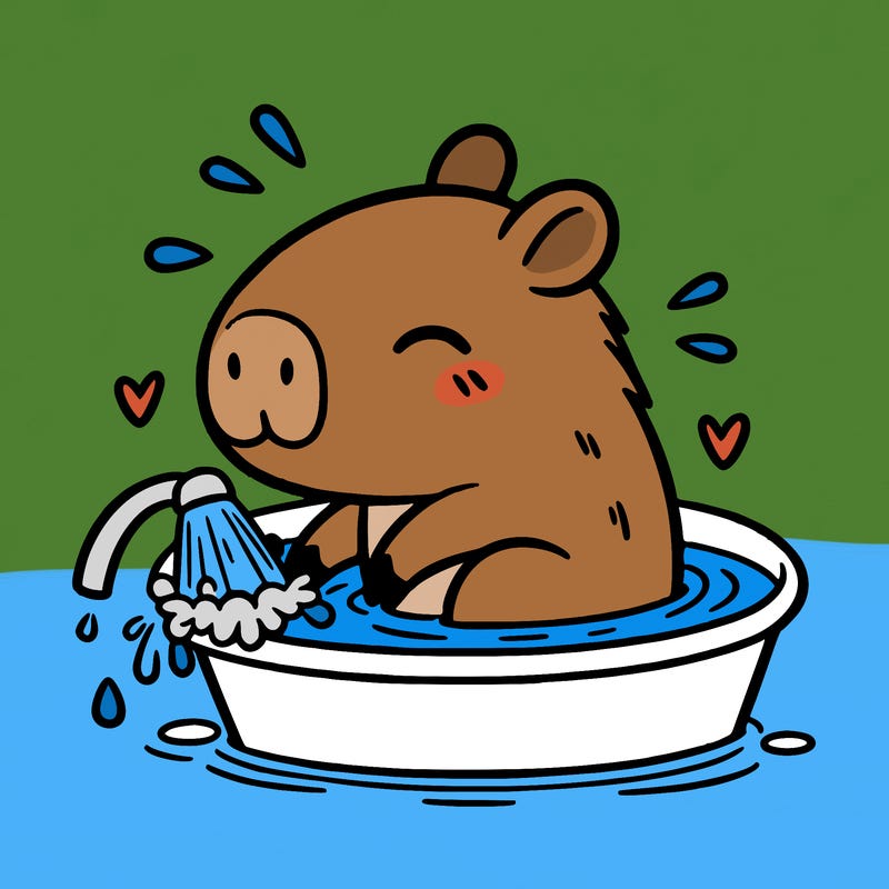 capybara taking a bath