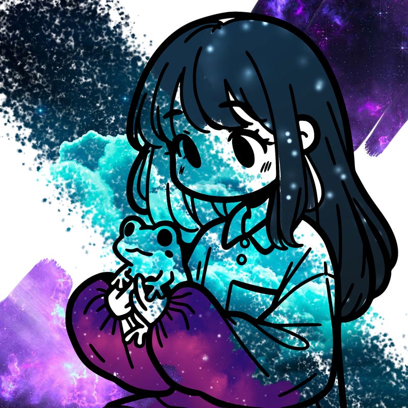 girl with long hair and a oversized shirt. and she is holding a frog