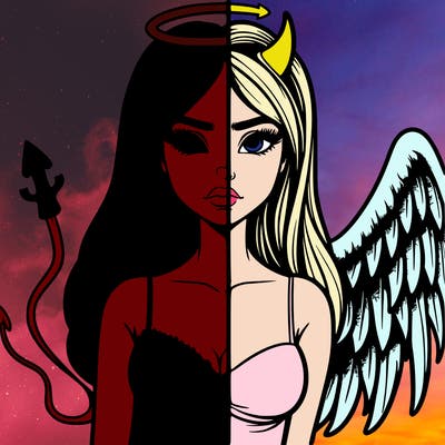 devil vs angel realistic girl