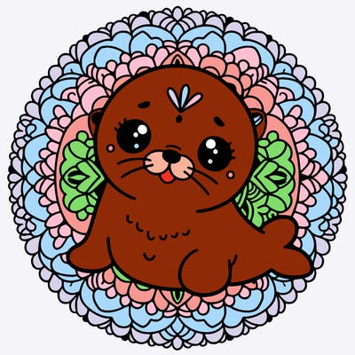 a cute baby seal mandala