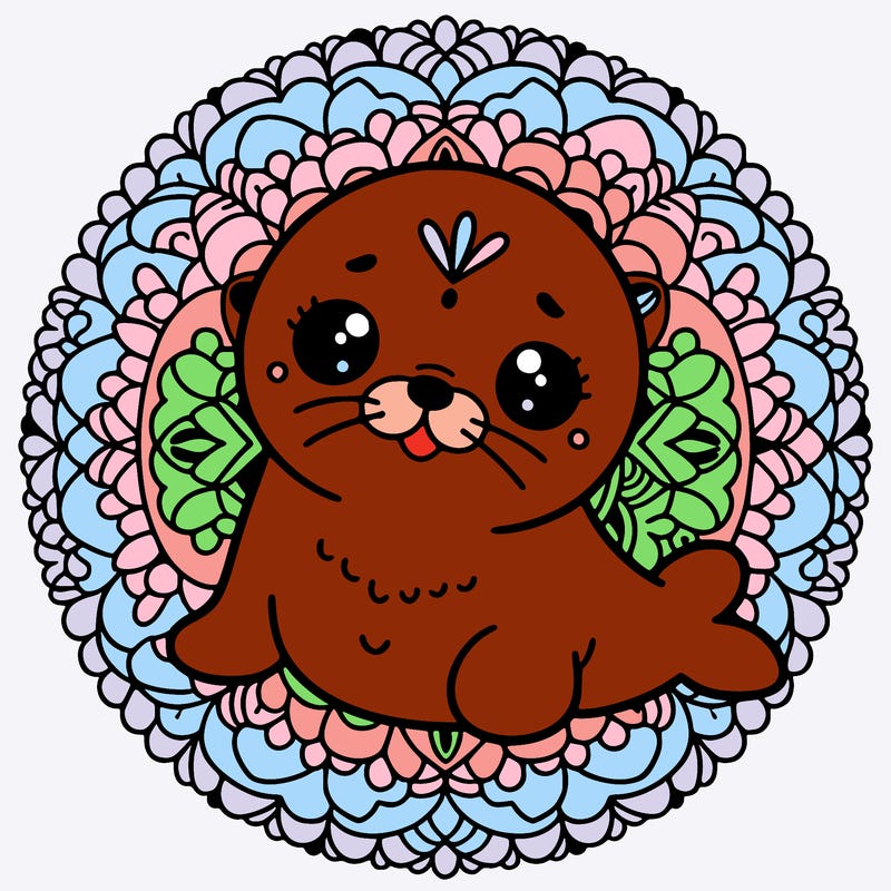 a cute baby seal mandala