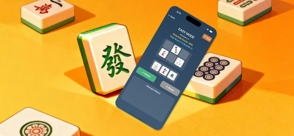 Mahjong Brain Sort - A smartphone screen displaying the easy mode of the Mahjong Brain Sort game with various mahjong tiles in the background