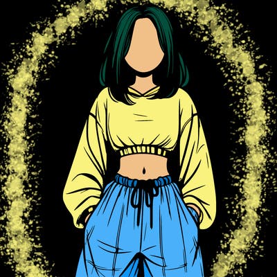 realistic girl faceless with baggy pants and a crop top