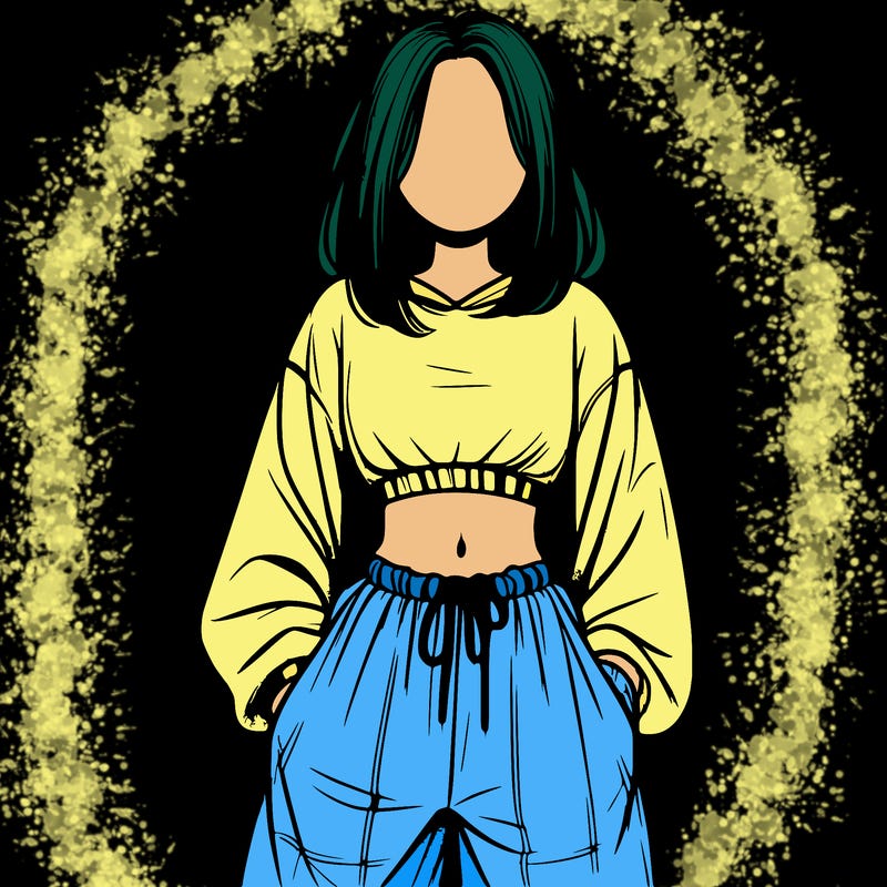 realistic girl faceless with baggy pants and a crop top