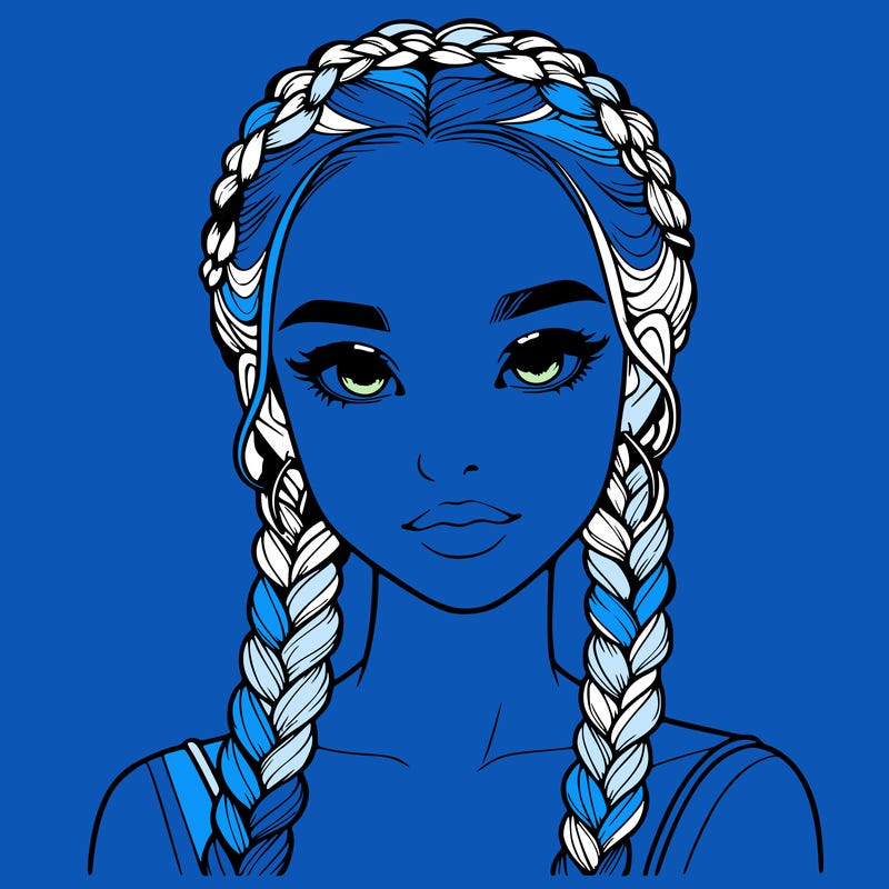 realistic girl with braids