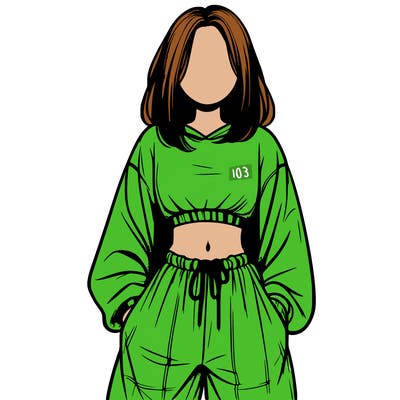 realistic girl faceless with baggy pants and a crop top