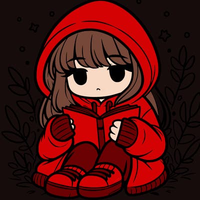 girl in oversized hoodie reading a book