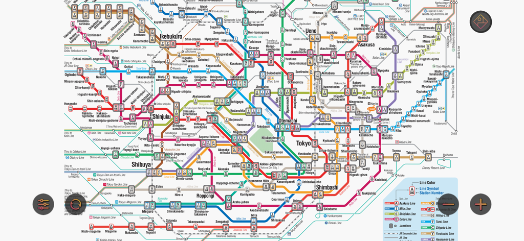 Tokyo Subway Map Route 東京地下鉄ナビ - A detailed Tokyo subway map in English with color-coded transit lines and station names for easy navigation.