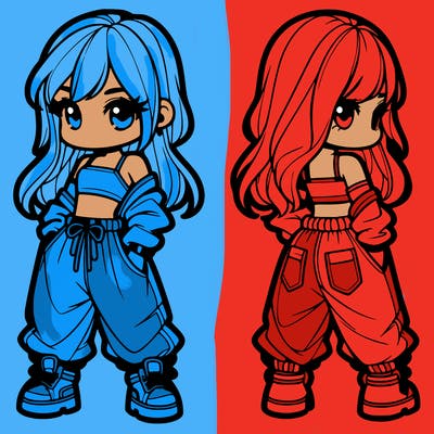 girl in crop top and baggy pants