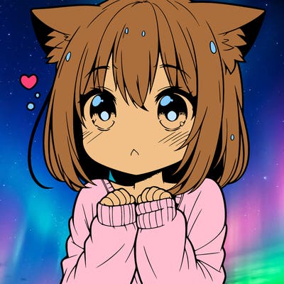 shy anime catgirl