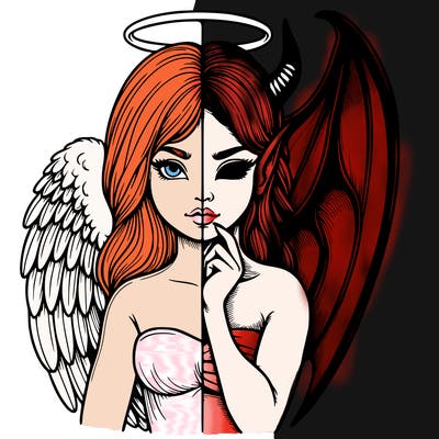 realistic angel half demon