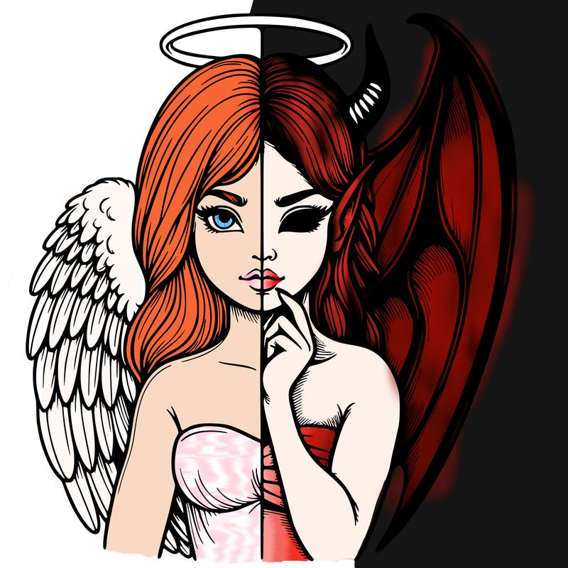 realistic angel half demon