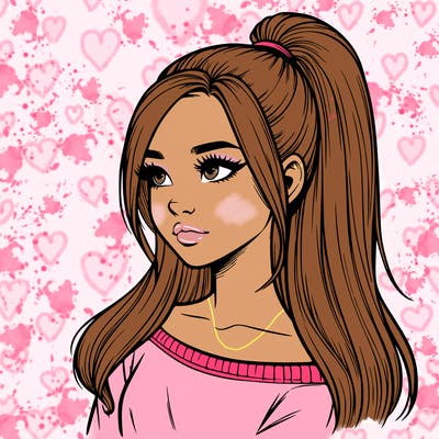 realistic girl with a high ponytail