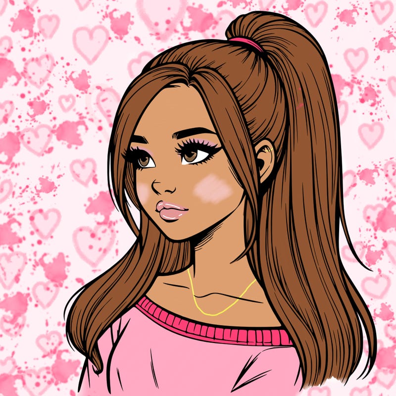 realistic girl with a high ponytail