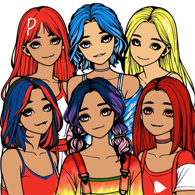 a group of girls realistic