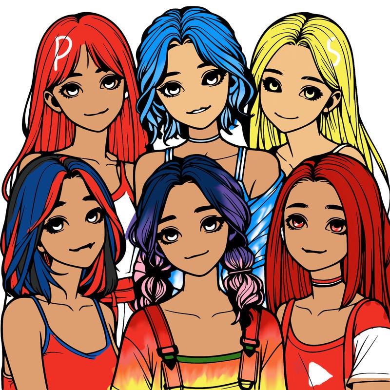 a group of girls realistic