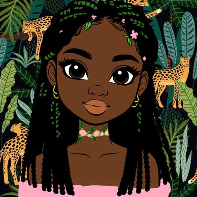 a realistic black girl with braids
