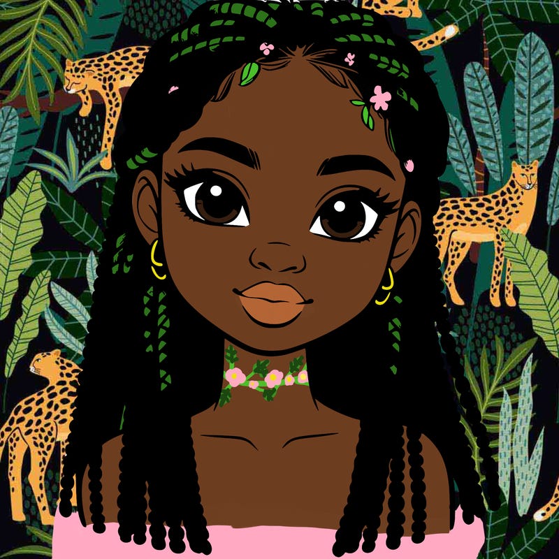 a realistic black girl with braids