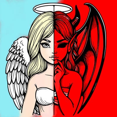 realistic angel half demon