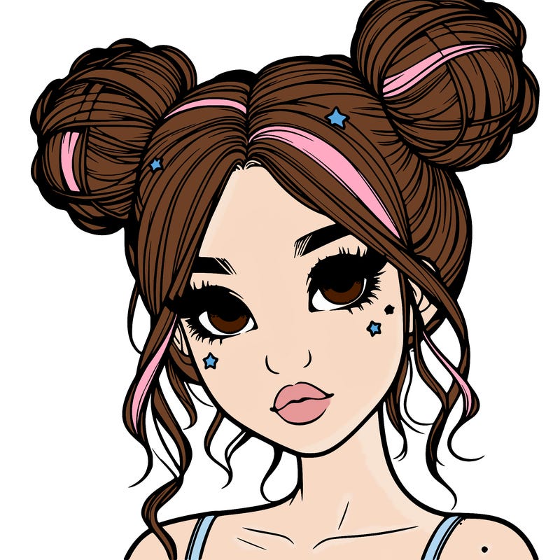 realistic girl with space buns