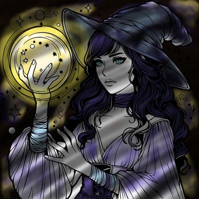 realistic women sorcerer using magic