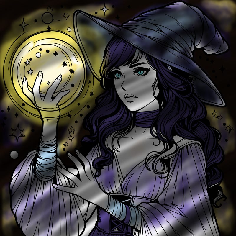 realistic women sorcerer using magic