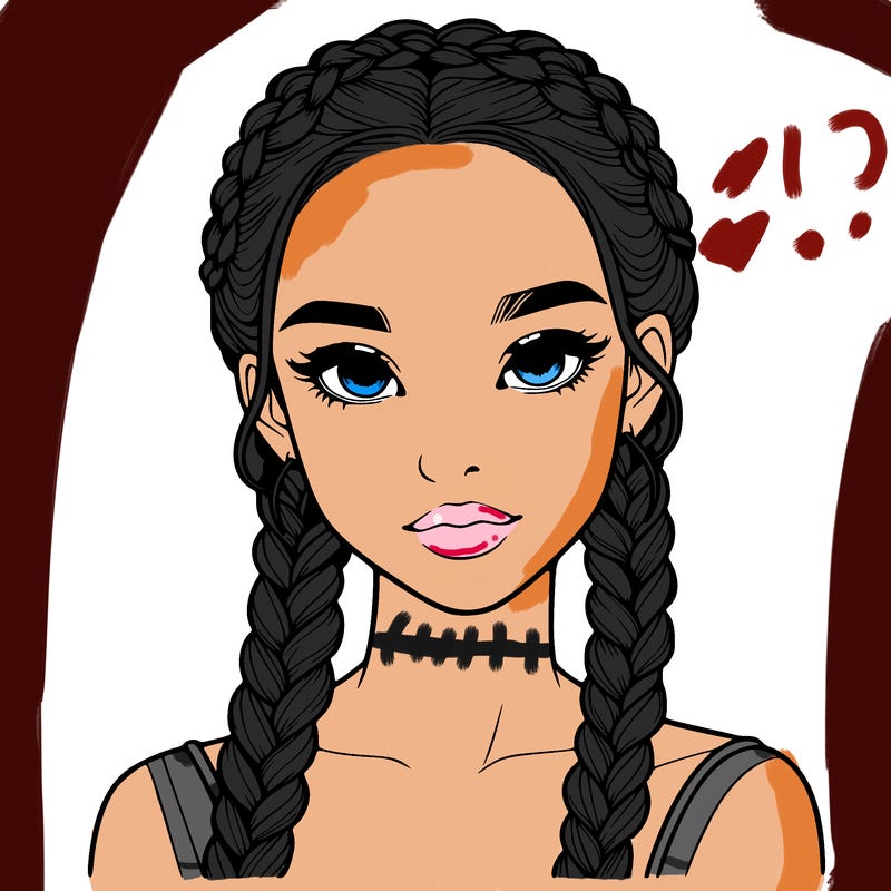 realistic girl with braids