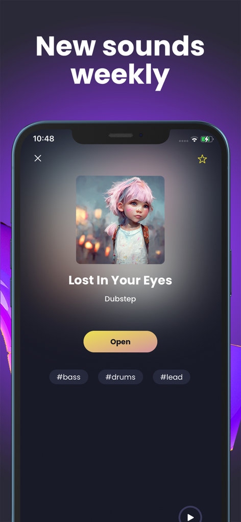 Drum Pads Guru Pro Beat Maker - Tela do aplicativo Drum Pads Guru apresentando um pacote de som de Dubstep com o cabeçalho Novos sons semanalmente