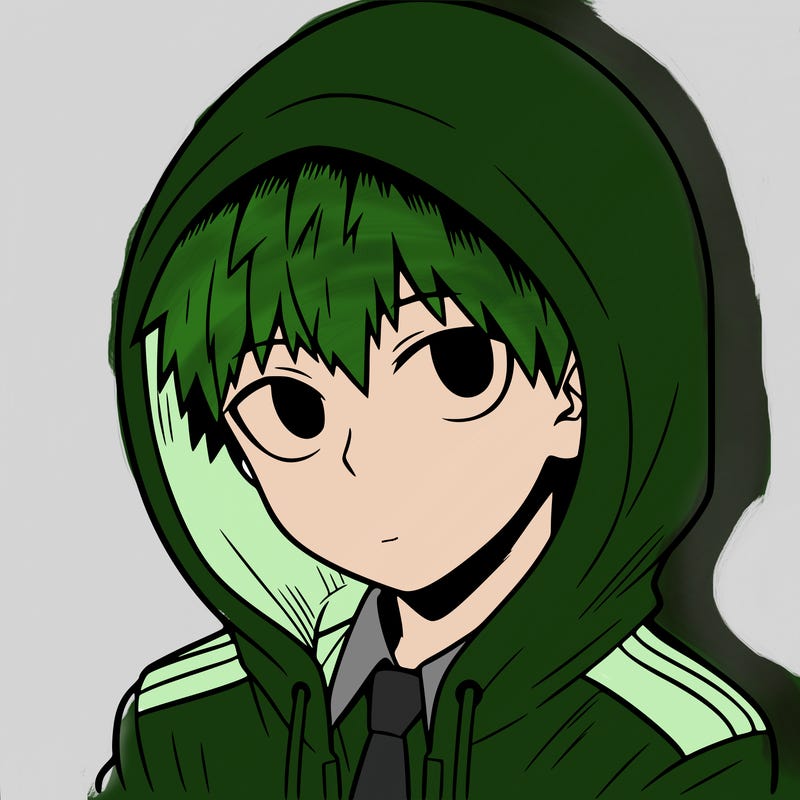 manga character with a hoodie