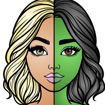 realistic girl split half