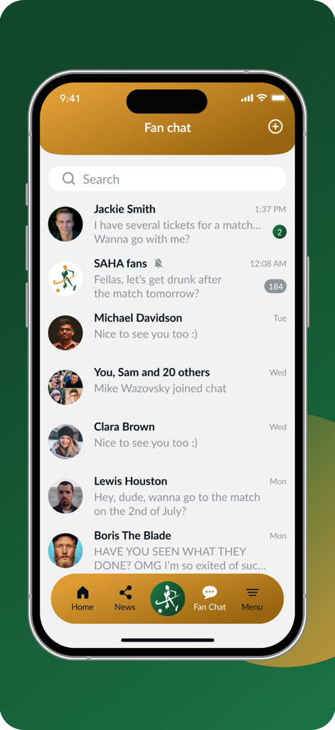 SA HOCKEY ASSOCIATION - SA Hockey Association mobile app fan chat interface with various user conversations