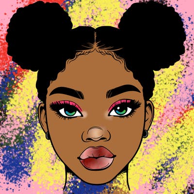 realistic black woman with two buns