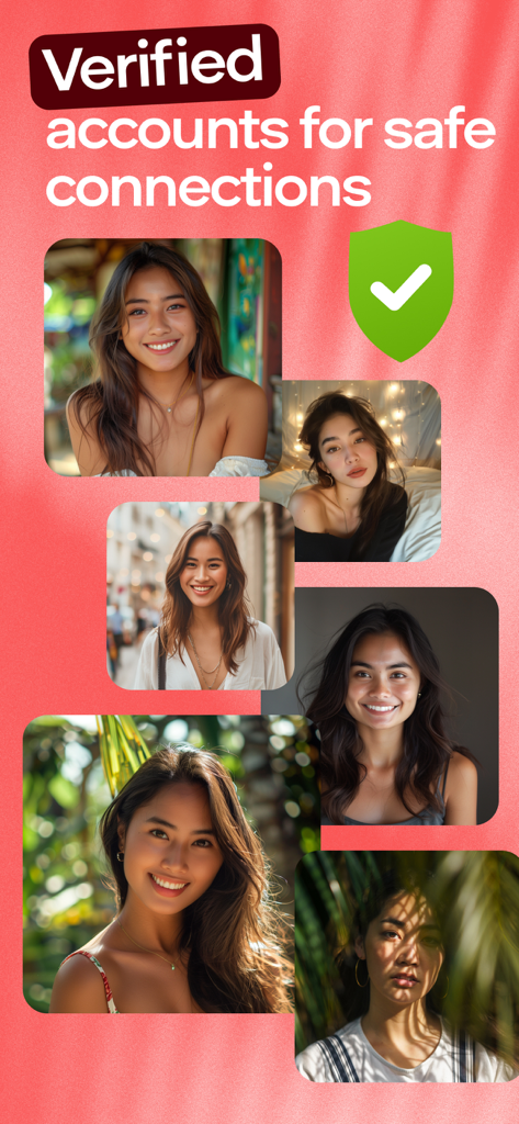 FilipinoCupid: Filipino Dating - FilipinoCupid App-Anzeige mit verifizierten Mitgliederprofilen und Sicherheitssiegel.