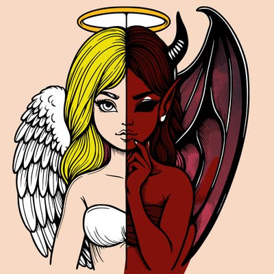 realistic angel half demon