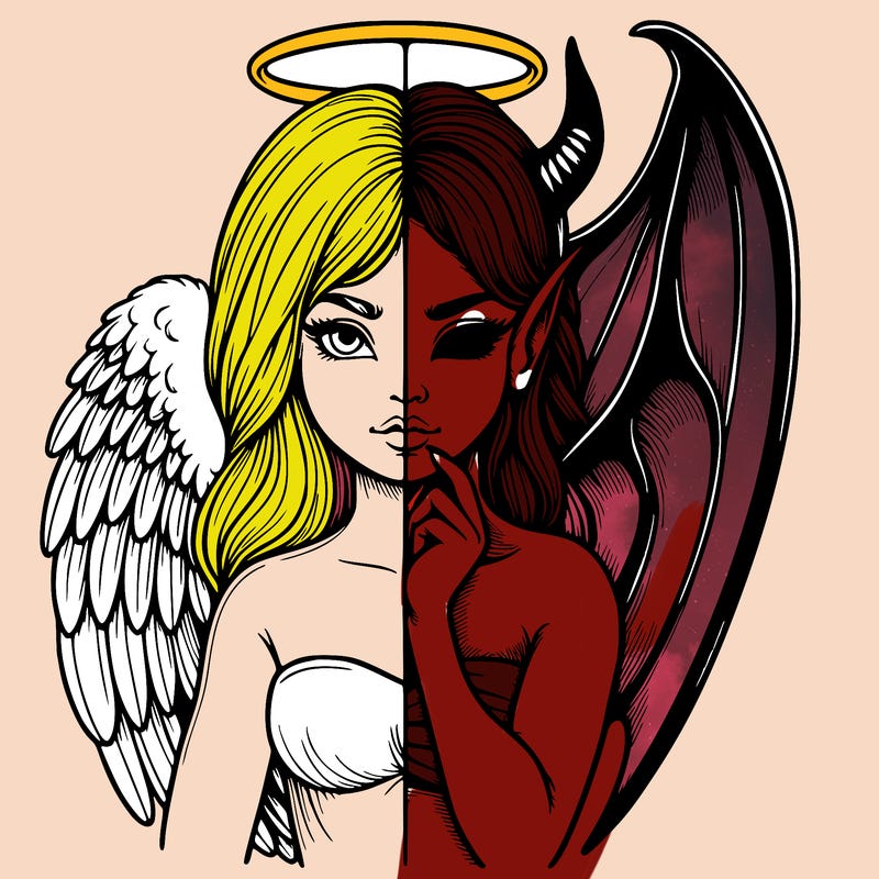 realistic angel half demon