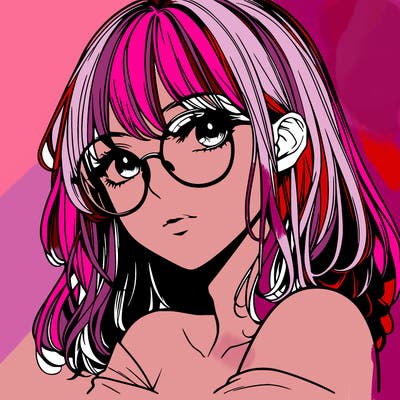 manga woman character with glasses and nice lips
